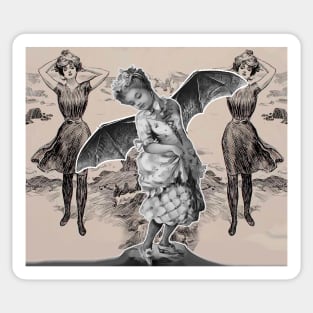 Girl with bat wings Sticker